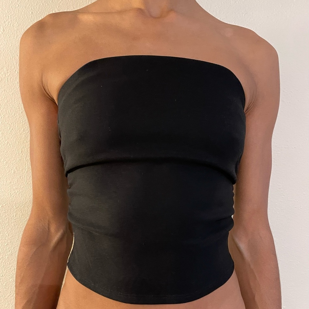 H & M ruched sides corset crop top strapless tube